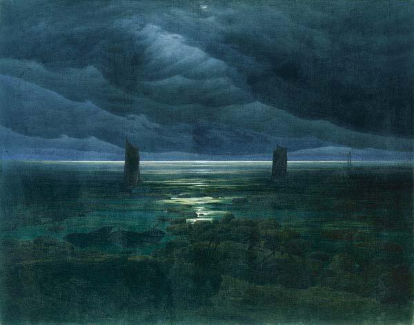 Caspar David Friedrich Seashore by Moonlight